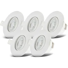 B.K.Licht Einbauleuchte 5er Set IP65 dimmbar Kunststoff 9 x 4,2 cm weiß