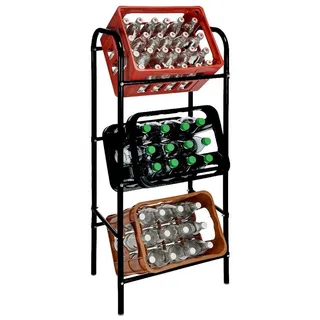 Spetebo Metall Kastenständer schwarz für 3 Kisten - 116 x 50 cm - Getränkekisten Regal