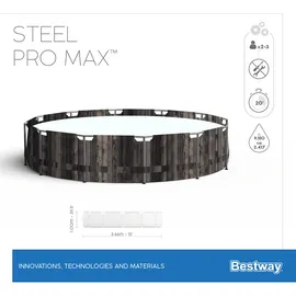 BESTWAY Steel Pro Max Frame Pool Set 366 x 100 cm holzoptik inkl. Filterpumpe