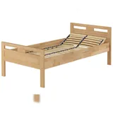 Erst-Holz Massivholzbett Überlänge Seniorenbett Buche 100x220 Einzelbett hohes Bett V-60.74-10-220 Federholzrahmen inkl.