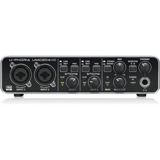 Behringer UMC204HD Audiophiles 2x4, 24-Bit/192 kHz USB-Audio/MIDI-Interface mit Midas-Mikrofonvorverstärkern