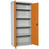 Proregal Stahlschrank Metall 60x180x40 cm Orange-Grau 4 Fachböden