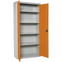 Proregal Stahlschrank Metall 60x180x40 cm Orange-Grau 4 Fachböden