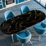 Elastizität Ovale Tischdecke – 3D Druck, rutschfeste Spanntischdecke, Wetterfest & Abwaschbar für Outdoor – Oval Tischtuch in Mehreren Größen (Marble 4,107cmx183cm)