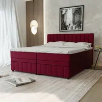 Panda möbel Boxspringbett Doppelbett 180x200, Rot, AVALON, mit Bettkästen,