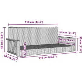 vidaXL Hängebank 119 x 56 x 48 cm Beige