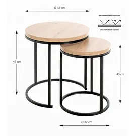 Haku-Möbel HAKU Möbel Beistelltische-Set eiche