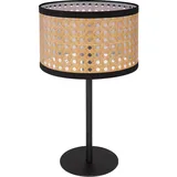 GLOBO Tischleuchte Tischlampe rund Bambus-Optik, Wohnzimmerlampe Schreibtischlampe Nachttischleuchte Metall rund, E14 Fassung, h 40 cm