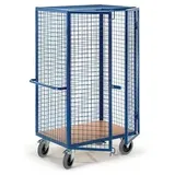ROLLCART Paketwagen Holz/Stahl 980 x 700 mm blau bis 600 kg mit Stangenverschluss