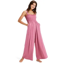 Jumpsuit ROXY "Just Passing By", Damen, Gr. XXL, rosa (heather rose), 63% Polyester, 33% Viskose, 4% Elasthan, Overalls