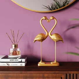 Kare Design Deko Figur Flamingo Love Gold 39cm