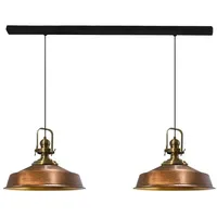 Bamyum Asletl Pendelleuchte Esstisch Kupferfarbe 2 Flammig Metall 40cm, Hängelampe Wohnzimmer, Industrial Vintage, Küchenlampe, Esstischlampe