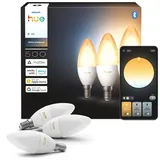Philips Hue Smart LED-Kerzenlampe, B39, E14, 3er Pack, White Ambiance, Vollspektrumlicht 1.000 K–20.000 K, 500 lm, Extrem Niedrig Dimmbar, Alexa, Google Home, Apple Home