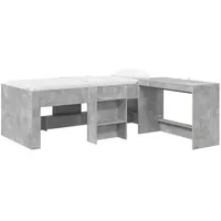 vidaXL Hochbett mit Schreibtisch für Kinder 2 Stk. 0 x 0 cm Holz grau