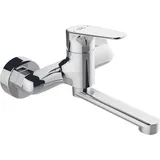 BADLAND Waschtischarmatur Wasserhahn Wand RONDO Mischbatterie für Badezimmer in Silber
