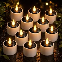 HuaMuDM Solar Teelichter,12 Stück Solar LED Kerzen,Solarkerzen Lichter,Solar Teelichter outdoor wasserdichte,Wiederaufladbare LED Solar Teelicht außen,Geeignet für Festival,Party,Heimdeko