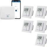 eQ-3 Homematic IP kabelgebundene Fußbodenheizungssteuerung für 5 Räumen Inhalt: Access Point und 5 Digitale Raumthermostate mit Schaltausgang. Mit App und Alexa kompatibel.