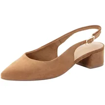 TAMARIS Damen Sling Pump mit Blockabsatz Leder, braun, 40 EU