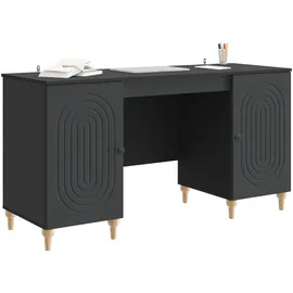 vidaXL Schreibtisch mit Regal Schwarz 142,5 x 50 x 75 cm Holzwerkstoff