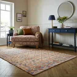 Teppich FLAIR RUGS "TAYLOR PATCHWORK", blau, B:200cm H:7mm L:290cm, Baumwolle, Jute, Kunstfaser, Teppiche, Bedruckter Jute-Patchwork-Teppich