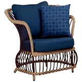 Xlmoebel Gartensessel Hochwertiger blauer Rattan-Sessel mit Design, zum Relaxen und (Sessel), Hergestellt in Europa blau