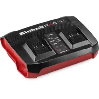 Einhell Ladegerät Power X-Twincharger 4A Power X-Change (18 V, gleichzeitiges Laden von 2x 18 V Akkus, Akkuüberwachung, Lademanagementsystem, Refresh-Modus)