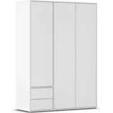 Rauch Möbel NABILA Drehtürenschrank Kleiderschrank, Kleiderschrank weiß Kleiderschränke, Garderobe 3-türig, 2 Schubkästen, Push-to-Open Farbe Alpinweiß, 140x194x53cm