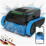 AIRROBO Poolroboter CP40 poolroboter akku wand und boden, Wasserlinie, mit APP, (Intelligente Navigation, Steuerung per App, automatische Updates, drei 80-Watt-Motoren, Extrem lange Akkulaufzeit und Schnellladefunktion), für runde, ovale und rechteckige Pools, Zwei Jahre Garantie blau