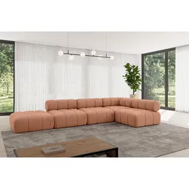 altdecor Modulares Sofa Ecksofa in L-Form - Favio-L2 - 380x190x70 cm Apricot universal, links/rechts Corner modular Sofa Eckcouch Couch Wohnlandsch... - Orange