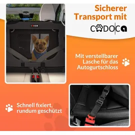 CADOCA CADOCA® Hundebox XXL 90x60x66cm faltbar atmungsaktiv robust Auto Hundetransportbox Transporttasche Haustiertransportbox Hundetragetasche Anthrazit