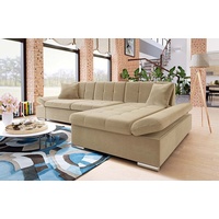 MIRJAN24 Ecksofa Malwi Premium, mit Schlaffunktion und Bettkasten, mit Regulierbare Armlehnen, L-Form beige