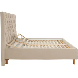 Home Affaire Polsterbett HOME AFFAIRE "Sunley 140", beige, B:203cm L:210cm, Struktur (100% Polyester);Samtstoff (100% Polyester), Betten, Polsterbett, Kreuzsteppung, Kopfteilhöhe 142 cm, ohne oder mit Matratze/Lattenrost