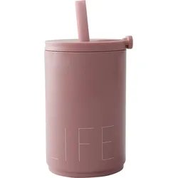 Design Letters Life Reisebecher 330 ml Altrosa mit Strohhalm