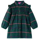 vidaXL Kinderkleid mit Langen Ärmeln Rüschen Dunkelgrün 128