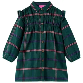 vidaXL Kinderkleid mit Langen Ärmeln Rüschen Dunkelgrün 128