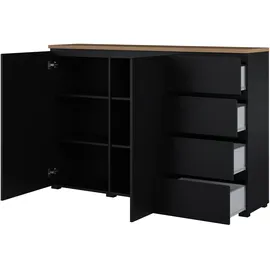 OTTO home Highboard Modo 150 x 100 x 34,5 cm Schwarz / Eiche Mauvella