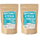 Erythrit + Stevia natürlicher Zuckerersatz ohne Kalorien 1:1 Süße gegenüber Zucker, ohne Eigengeschmack, gesunde Alternative zum Kochen, Backen, Süßen (1 kg Doypack) (Packung mit 2)