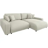 s-style möbel Ecksofa mit Schlaffunktion und Bettkasten in Cord-Stoff schöner Sitzkomfort Ottomane rechts, B/T/H: 234 cm, Hergestellt Europa, Oeko-Tex®, Wohnzimmer, Sofas - Couches, Wohnlandschaften, Ecksofas