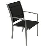 FRG Gartenstuhl Metall & Textilgewebe schwarz 4er Set