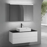 neoro n50 Unterschrank B: 120 cm mit 2 Auszügen, Waschtisch B: 58 cm weiß matt, mit Spiegelschrank für die Schweiz, B: 120.5 BN0065WM+BN0424WM+BN0404C2+BN0488MI