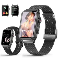 Smartwatch mit Telefonfunktion, Smartwatch Herren, 1,54" HD Smartwatch Damen, Smart Watch Fitnessuhr 130+ Sportmodi, Fitnessuhr mit Herzfrequenz Schlafmonitor Schrittzähler für Android iOS (Schwarz)