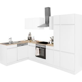 OPTIFIT Winkelküche L-Form Roth 300 x 175 cm E-Geräte weiß/weiß-wildeichefarben