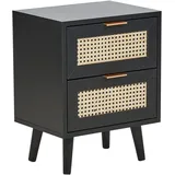 Beliani Nachtschrank Opoco 30 x 40 x 52 cm Schwarz/Beige