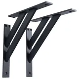 Sossai Regalträger 2er Set FSHR 240x240 mm aus Aluminium – Wandhalterung Regalwinkel für Regalbrett – schwarz – modernes Design