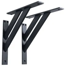 Sossai Regalträger 2er Set FSHR 240x240 mm aus Aluminium – Wandhalterung Regalwinkel für Regalbrett – schwarz – modernes Design