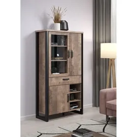 VCM Vitrine Buffetschrank Emile 106 x 45 x 195 cm Braun