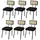 Mendler 6er-Set Esszimmerstuhl HWC-K88, Lehnstuhl Stuhl, Holz Poly-Rattan Metall Bouclé ~ Stoff/Textil schwarz