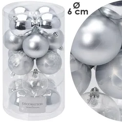 20er Christbaumkugeln Tannenbaum Weihnachtsbaum Schmuck Kugel Matt Kunststoff Silber