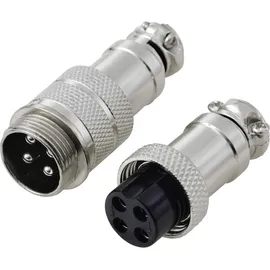 TRU Components TC-13895604 Rundsteckverbinder Stecker, Buchsenkontakt Gesamtpolzahl: 4 Serie (Rundsteckverbinder): GX16 1 Set