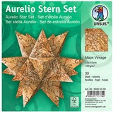 Ursus 35505500F - Faltblätter Aurelio Stern Maps Vintage, braun, 33 Blatt, aus Papier 100 g/qm, ca. 15 x 15 cm, beidseitig bedruckt, ideal als Weihnachtsdeko